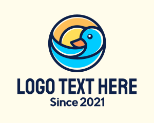 Tourism - Sun Seagull Circle Badge logo design