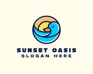 Sun Seagull Badge logo design