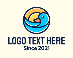 Seagull - Sun Seagull Circle Badge logo design