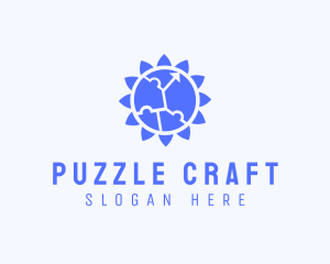 Pieces - Puzzle Flower Sun logo design