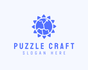 Puzzle Flower Sun logo design