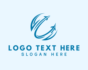 Plane Rental - Blue Airline Tourism logo design