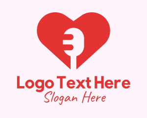 Lover - Microphone Heart Lover logo design