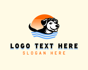 Swimmer - Puppy Dog Swimmer logo design