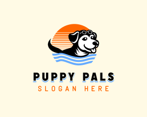 Puppy Dog Swimmer  logo design