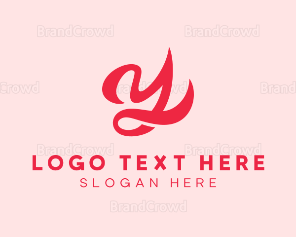 Ribbon Flow Cursive Letter Y Logo