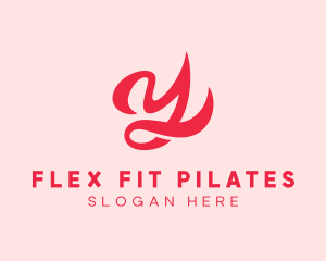 Pilates - Ribbon Flow Cursive Letter Y logo design