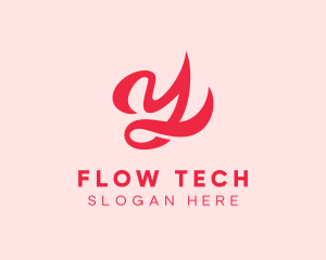 Flow - Ribbon Flow Cursive Letter Y logo design