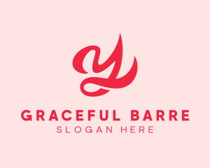 Barre - Ribbon Flow Cursive Letter Y logo design