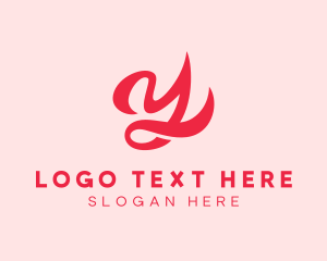 Ribbon Flow Cursive Letter Y Logo