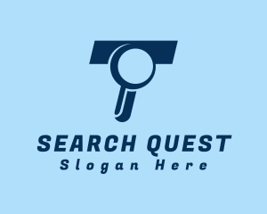 Searching - Magnifying Glass Letter T logo design