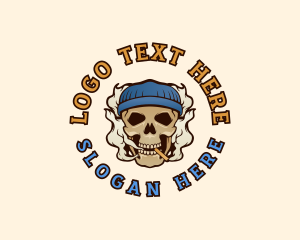 Hat - Beanie Skull Smoking logo design