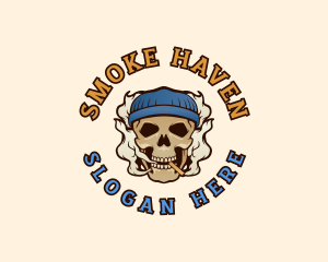 Beanie Skull Smoking logo design