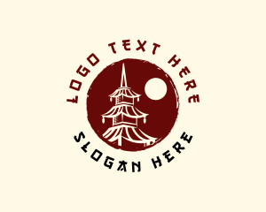 Temple - Pagoda Tower Structure logo design