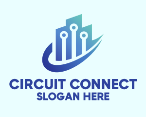 Circuits - Futuristic Blue City logo design