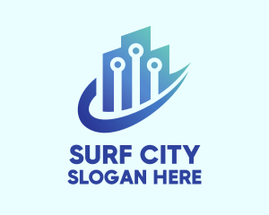 Futuristic Blue City  logo design