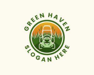 Landscaping Lawn Mower logo design