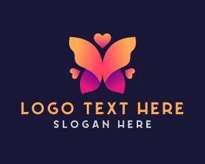 Butterfly - 3d Butterfly Wings Heart logo design