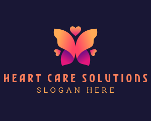 3d Butterfly Wings Heart logo design