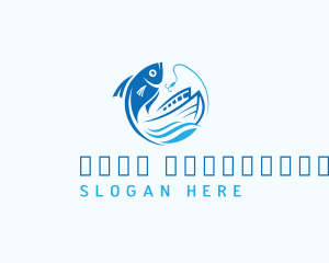 Ocean - Fisherman Boat Fish logo design