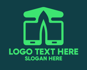 Cell Phone - Leaf Clone Mobile App logo design
