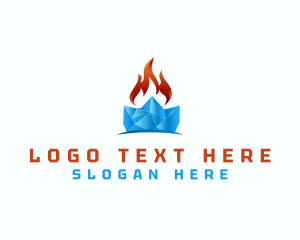 Heating - Frozen Ice Flame logo design