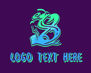 Teenager - Neon Graffiti Art Number 8 logo design