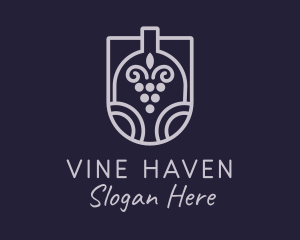 Grape Wine Bottle  logo design