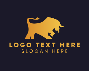 Golden - Gradient Golden Bull logo design