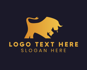 Animal - Gradient Golden Bull logo design