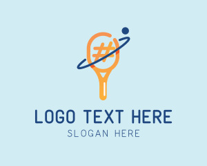 Hashtag - Tennis Racket Orbit logo design