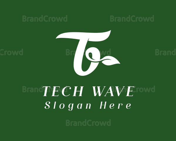 Organic Leaf Letter T Logo