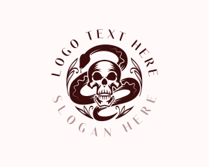 Coiled - Serpent Skull Leaves logo design