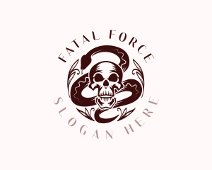 Serpent Skull Leaves logo design