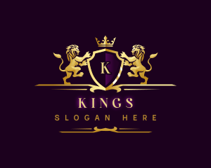 Luxury Lion Crown Crest logo design