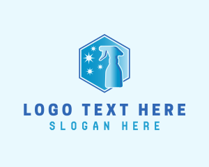 Clean - Hexagon Spray Bottle Cleaning logo design