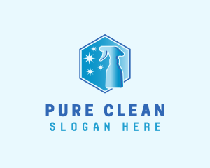 Hexagon Spray Bottle Cleaning logo design