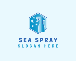 Hexagon Spray Bottle Cleaning logo design