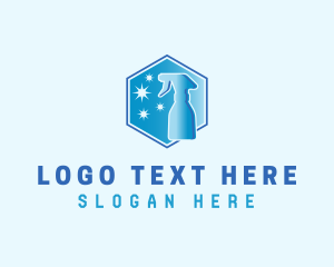 Disinfectant - Hexagon Spray Bottle Cleaning logo design