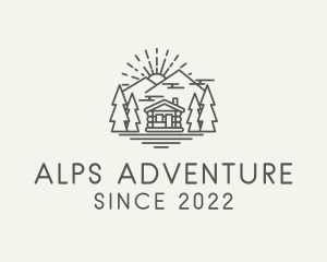 Alps - Log Cabin Woodlands Sunrise logo design