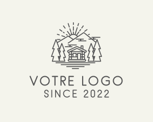 Tourism - Log Cabin Woodlands Sunrise logo design