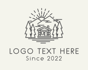 Motel - Log Cabin Woodlands Sunrise logo design