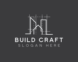 Building Architectural Blueprint logo design