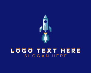 Comic - Pixel Rocket Ship logo design