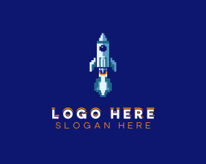 Videogame - Pixel Rocket Ship logo design