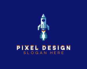 Pixel Rocket Ship logo design