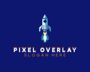 Pixel Rocket Ship logo design