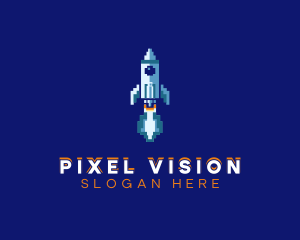 Pixel Rocket Ship logo design