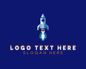 Pixel Rocket Ship Logo