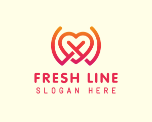 Line - Heart Line Letter X logo design